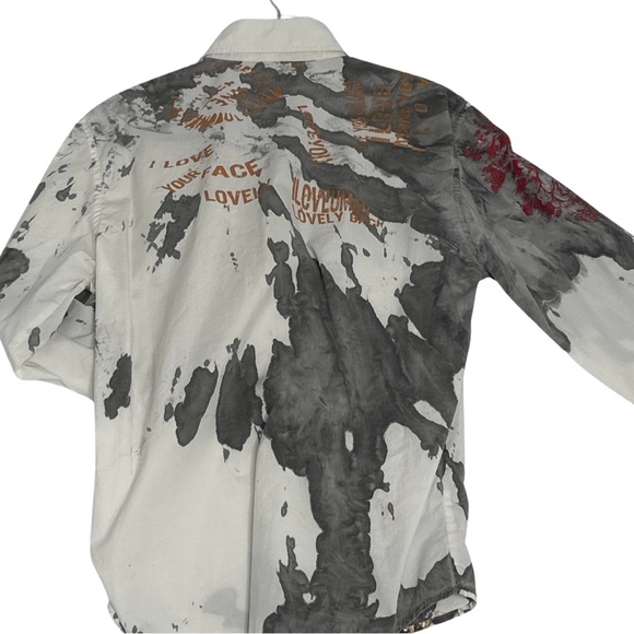 Vizzini long sleeve dress shirt icebreaker graffiti print sz M - Picture 8 of 9